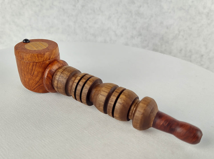 Briarwood and Walnut Smoking Pipe with Beechwood Inlayed Cap