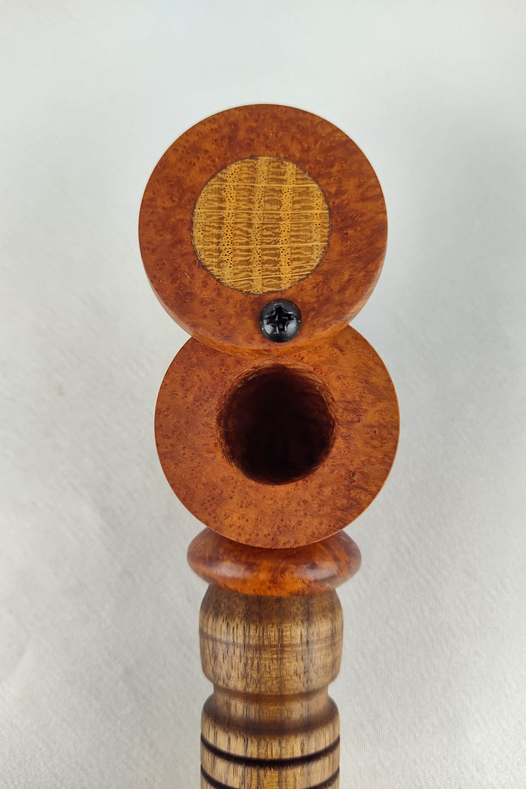 Briarwood and Walnut Smoking Pipe with Beechwood Inlayed Cap
