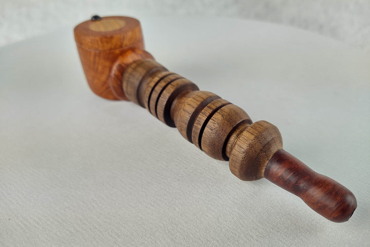 Briarwood and Walnut Smoking Pipe with Beechwood Inlayed Cap