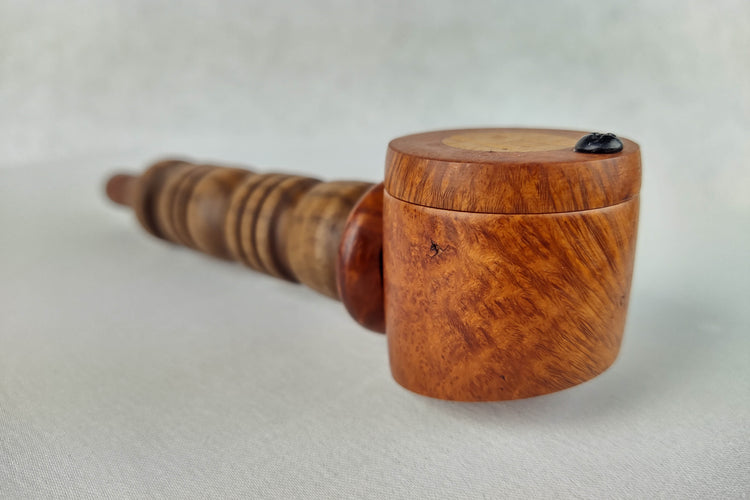 Briarwood and Walnut Smoking Pipe with Beechwood Inlayed Cap