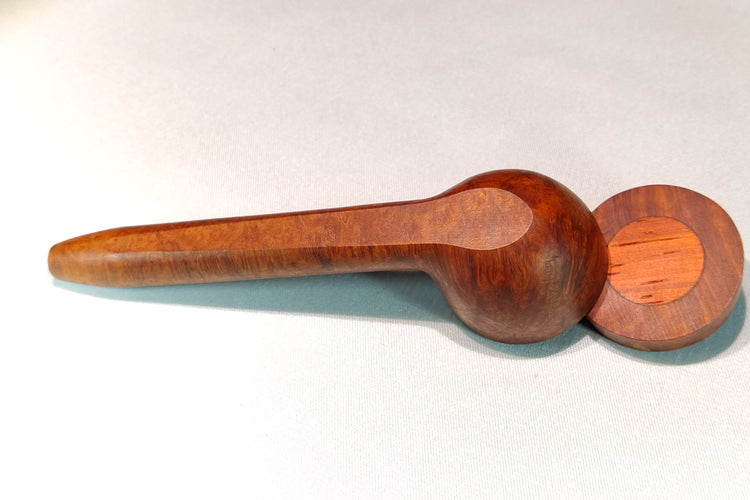 Slender Briarwood Smoking Pipe with Padauk Inlayed Cap