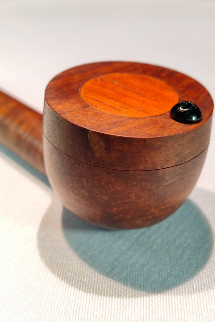 Slender Briarwood Smoking Pipe with Padauk Inlayed Cap