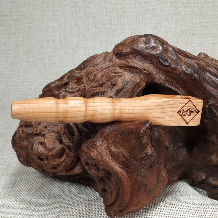 Cherry Wood Smoking Pipe: Artisan Made, Square End and Smooth Turned
