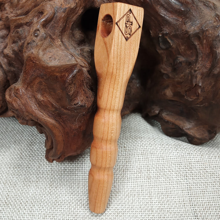 Cherry Wood Smoking Pipe: Artisan Made, Square End and Smooth Turned