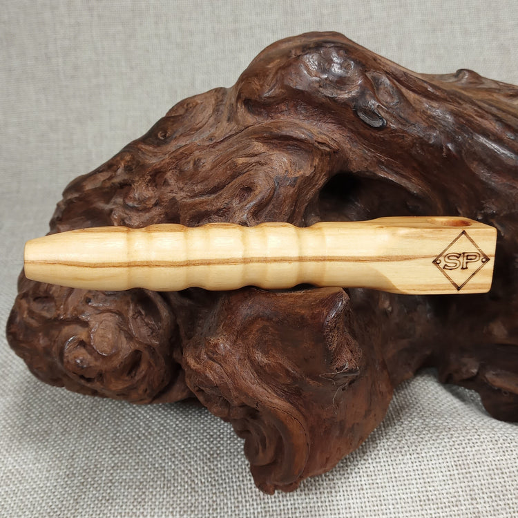 Olive Wood Smoking Pipe: Artisan Made, Square End and Multi-Turned