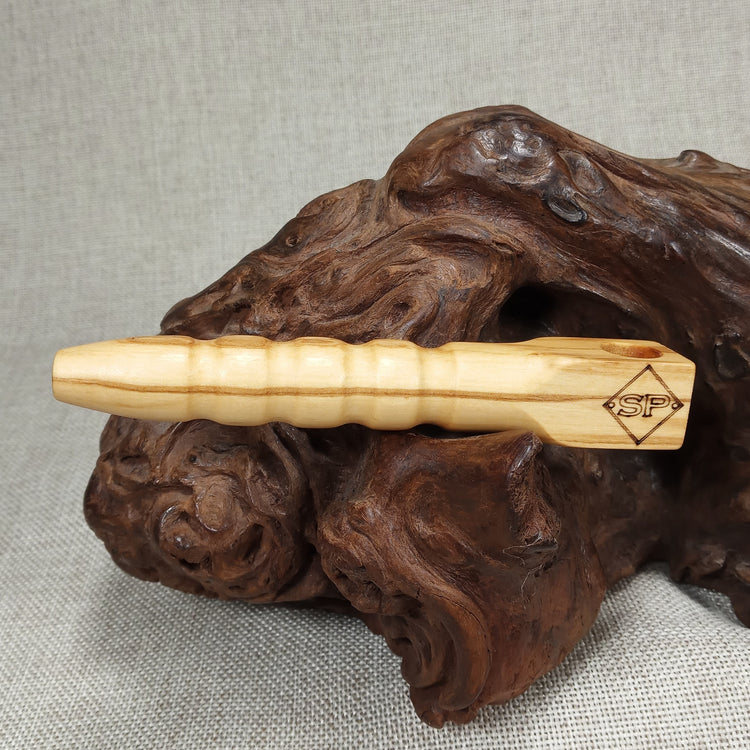 Olive Wood Smoking Pipe: Artisan Made, Square End and Multi-Turned