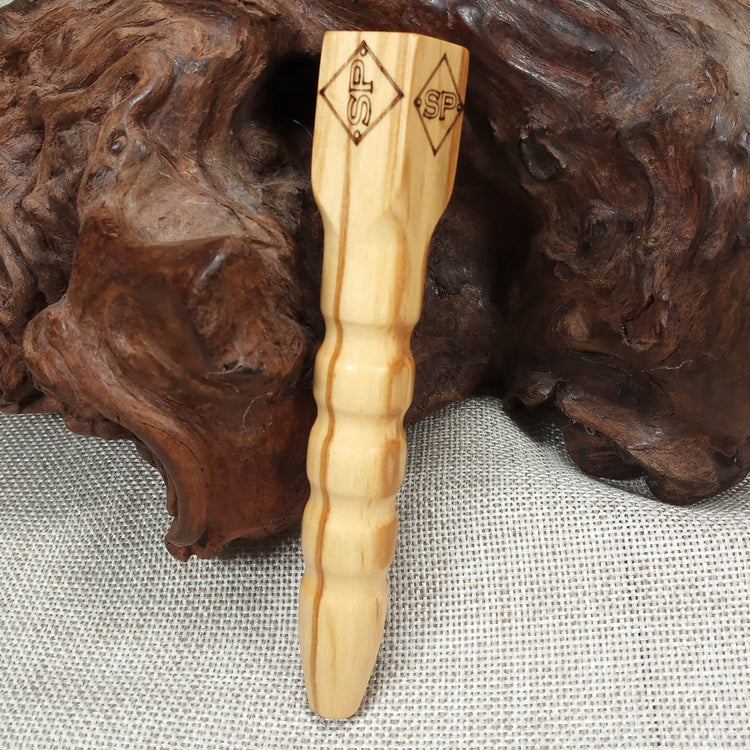 Olive Wood Smoking Pipe: Artisan Made, Square End and Multi-Turned