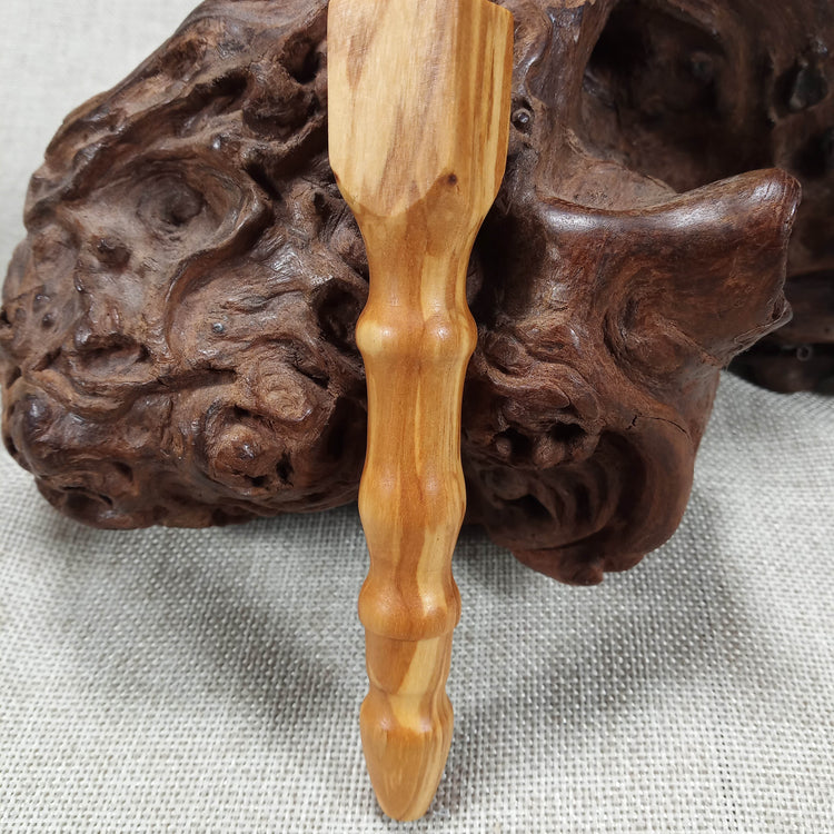 Olive Wood Smoking Pipe: Artisan made, Square End and Curved Turned