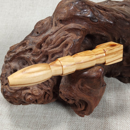 Olive Wood Smoking Pipe: Artisan Made, Square End and Stepped Turned