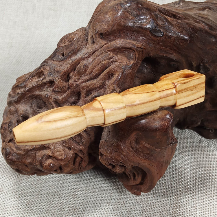 Olive Wood Smoking Pipe: Artisan Made, Square End and Stepped Turned