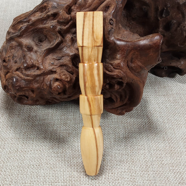 Olive Wood Smoking Pipe: Artisan Made, Square End and Stepped Turned