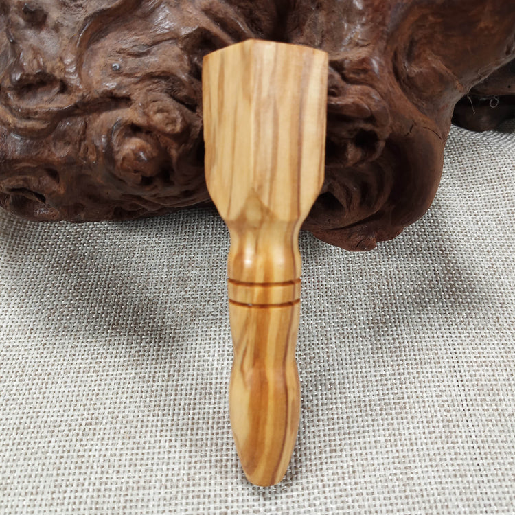 Olive Wood Smoking Pocket Pipe: Artisan Made, Square End and Groove Turned