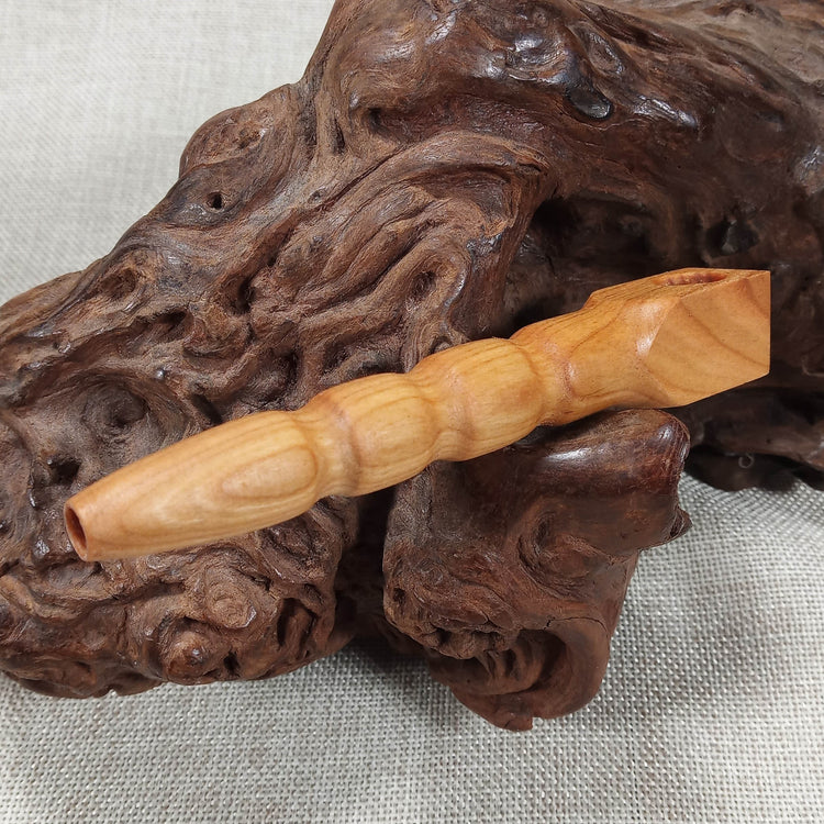 Cherry Wood Smoking Pipe: Artisan Made, Square End and Smooth Turned
