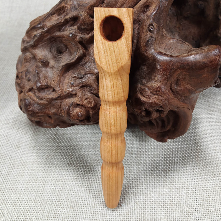 Cherry Wood Smoking Pipe: Artisan Made, Square End and Smooth Turned