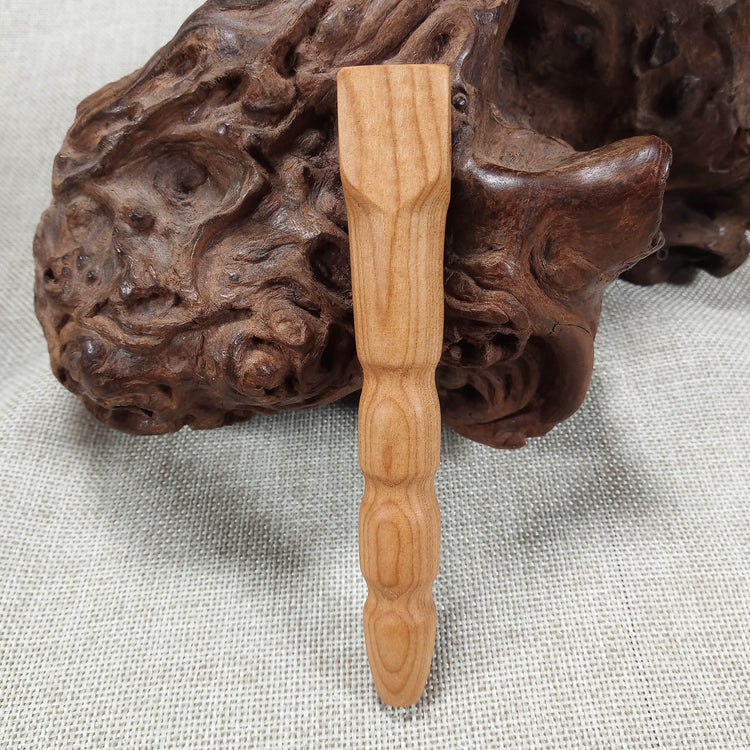 Cherry Wood Smoking Pipe: Artisan Made, Square End and Wave Turned