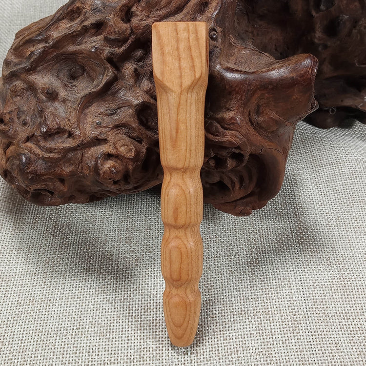 Cherry Wood Smoking Pipe: Artisan Made, Square End and Wave Turned
