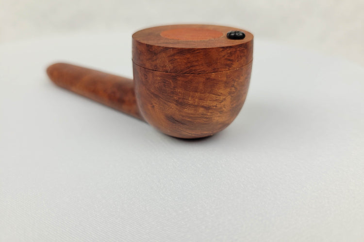 Briarwood Smoking Pipe with a Thick Bowl Wall and Padauk Inlayed Cap