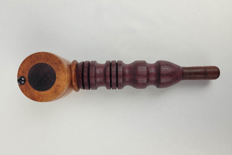 Purpleheart and Briarwood Smoking Pipe, Hopper and Tamper/Scraper Smoking Kit