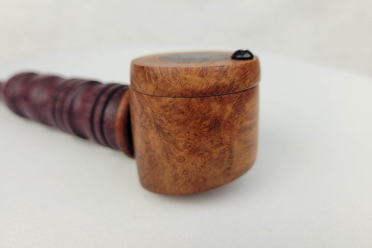 Purpleheart and Briarwood Smoking Pipe, Hopper and Tamper/Scraper Smoking Kit