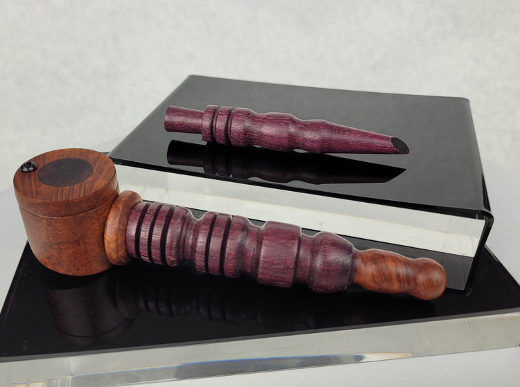 Briarwood and Purpleheart Pipe and Tamper/Scraper Smoking Kit