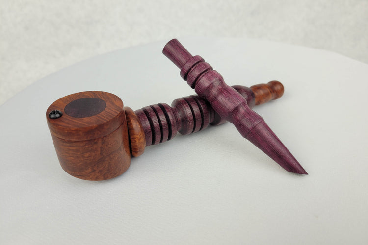 Briarwood and Purpleheart Pipe and Tamper/Scraper Smoking Kit