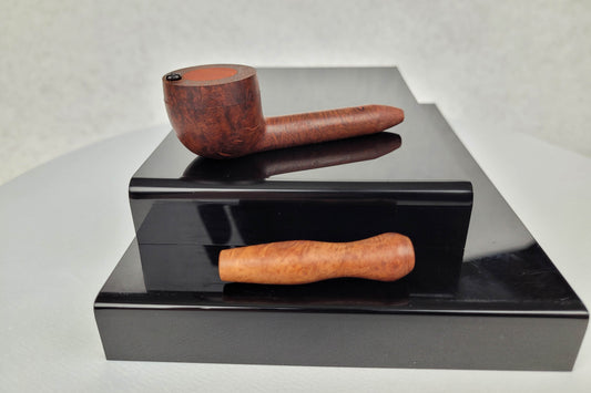 Padauk Inlayed Briarwood Smoking Pipe with a Round Hopper