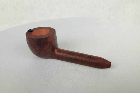 Padauk Inlayed Briarwood Smoking Pipe with a Round Hopper