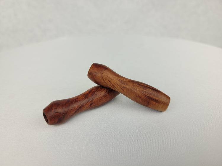 Mahogany Inlayed Briarwood Smoking Pipe with Two Hoppers