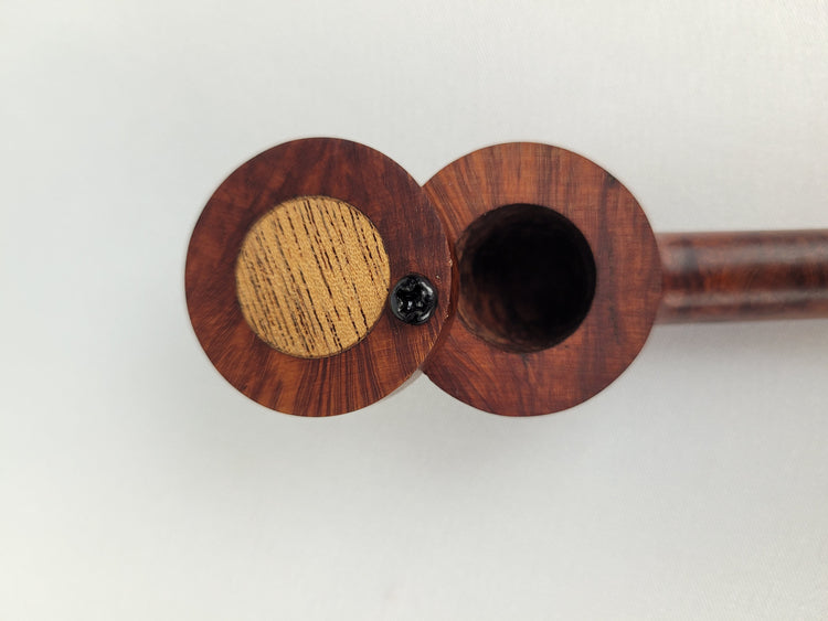 Mahogany Inlayed Briarwood Smoking Pipe with Two Hoppers