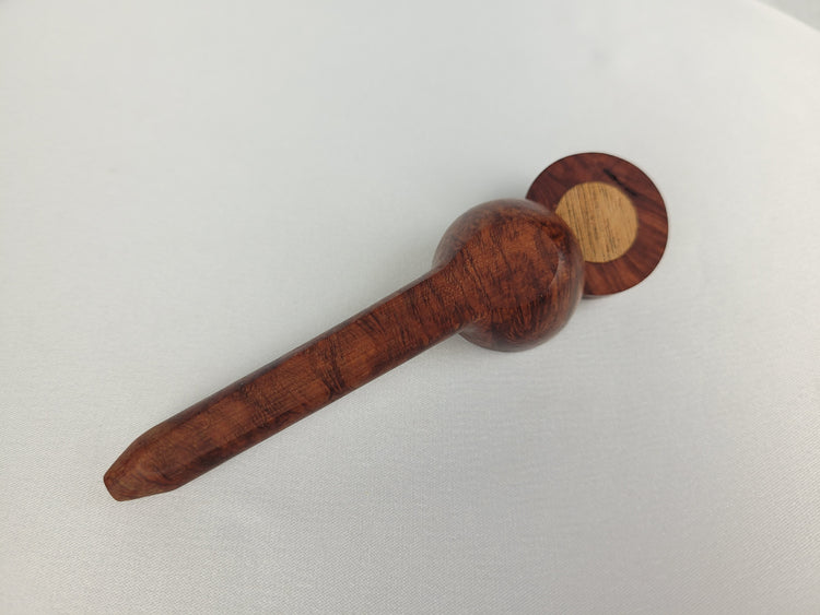 Mahogany Inlayed Briarwood Smoking Pipe with Two Hoppers