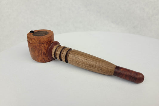 Classic Walnut and Briarwood Smoking Pipe with Inlayed Cap