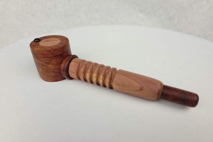 Briarwood and Aromatic Cedar Smoking Pipe with Inlayed Cap