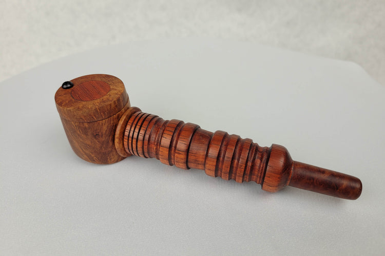 Padauk and Briarwood Smoking Pipe with Matching Inlayed Cap