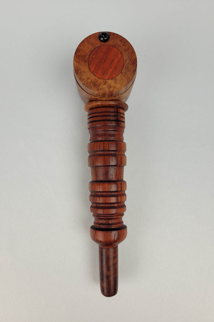 Padauk and Briarwood Smoking Pipe with Matching Inlayed Cap