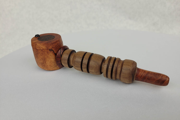 Briarwood and Walnut Smoking Pipe with Inlayed Cap