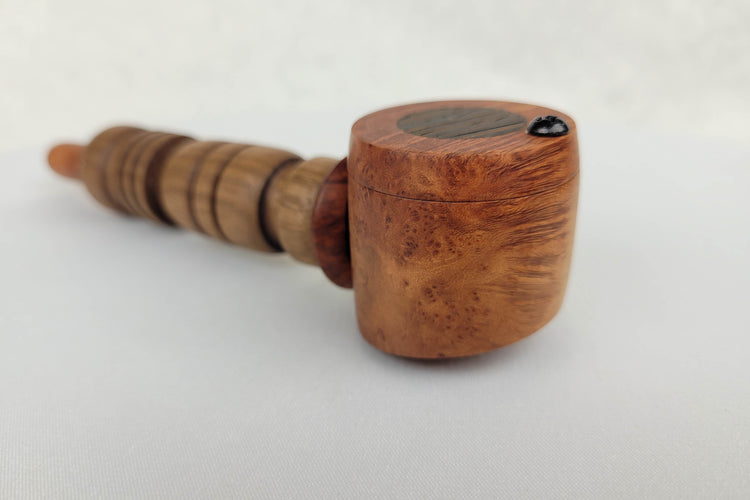 Briarwood and Walnut Smoking Pipe with Inlayed Cap