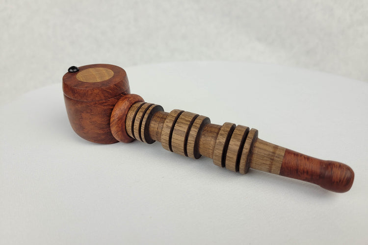 Briarwood and Walnut Smoking Pipe with Inlayed Cap