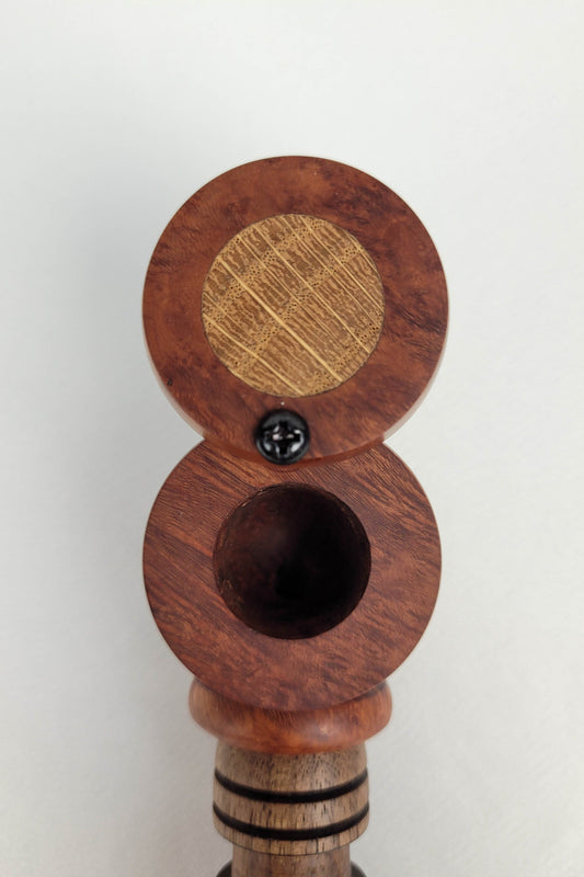 Briarwood and Walnut Smoking Pipe with Inlayed Cap