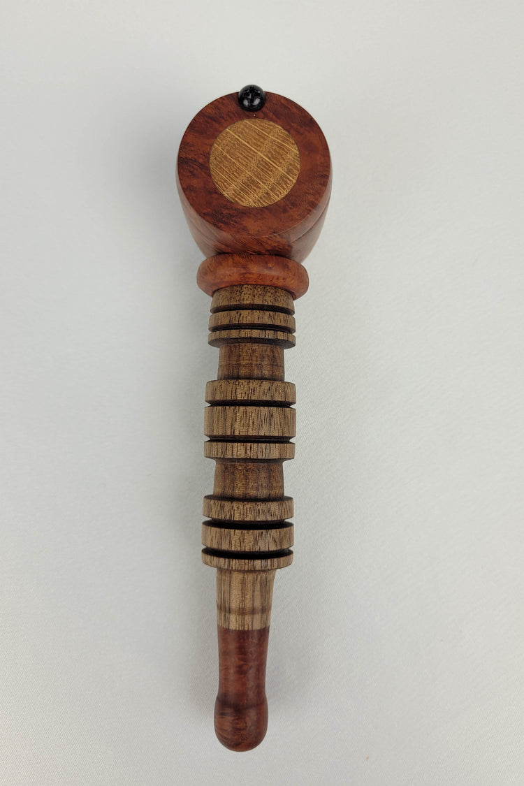 Briarwood and Walnut Smoking Pipe with Inlayed Cap