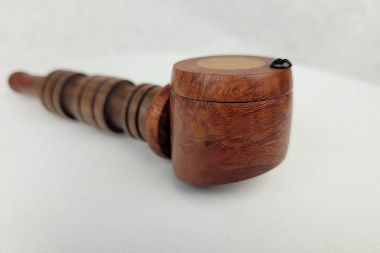 Briarwood and Walnut Smoking Pipe with Inlayed Cap