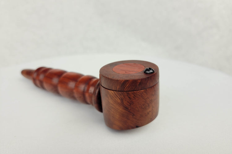 Briarwood Smoking Pipe with a Red Center and Inlayed Cap