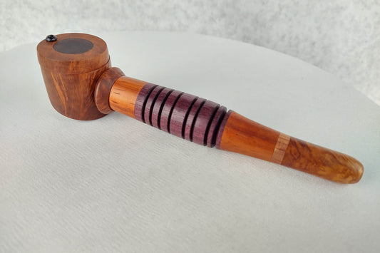 Briarwood Smoking Pipe with a Purpleheart and Red Padauk Center