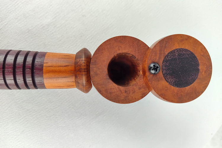 Briarwood Smoking Pipe with a Purpleheart and Red Padauk Center