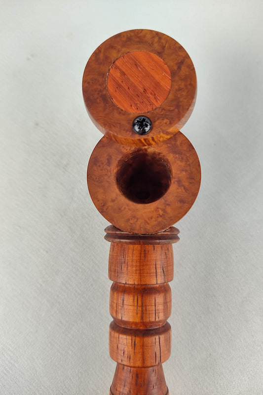 Briarwood Smoking Pipe with a Padauk Center and Matching Inlayed Cap