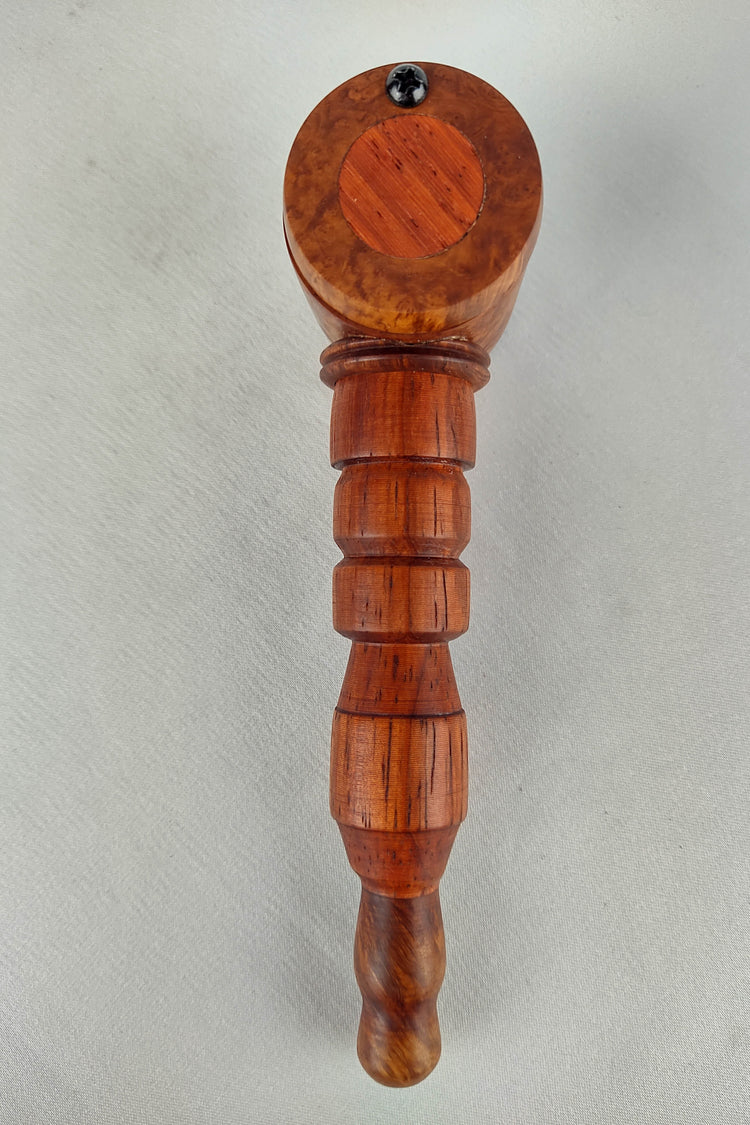 Briarwood Smoking Pipe with a Padauk Center and Matching Inlayed Cap