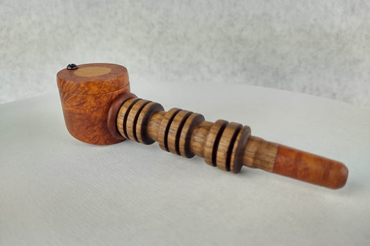 Briarwood and Walnut Smoking Pipe with a Beechwood Inlayed Cap