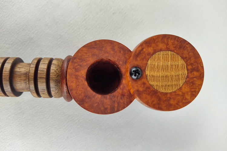 Briarwood and Walnut Smoking Pipe with a Beechwood Inlayed Cap