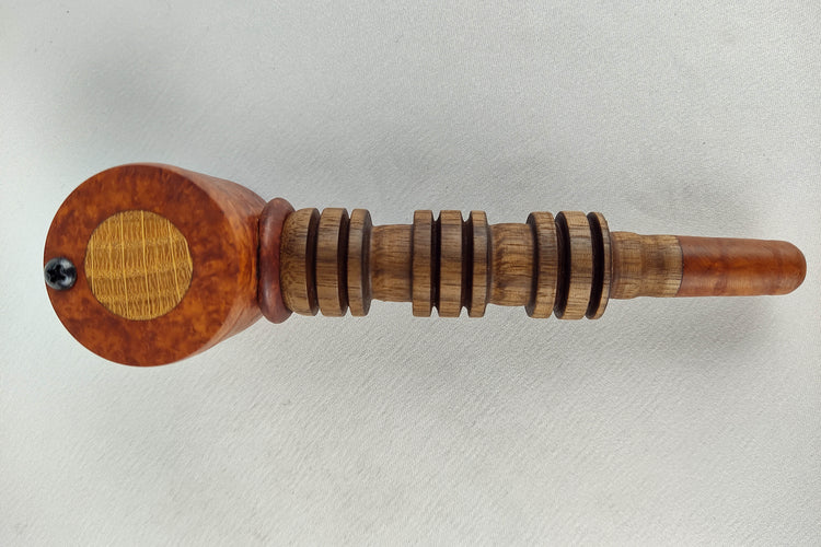 Briarwood and Walnut Smoking Pipe with a Beechwood Inlayed Cap