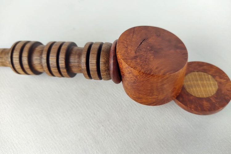 Briarwood and Walnut Smoking Pipe with a Beechwood Inlayed Cap