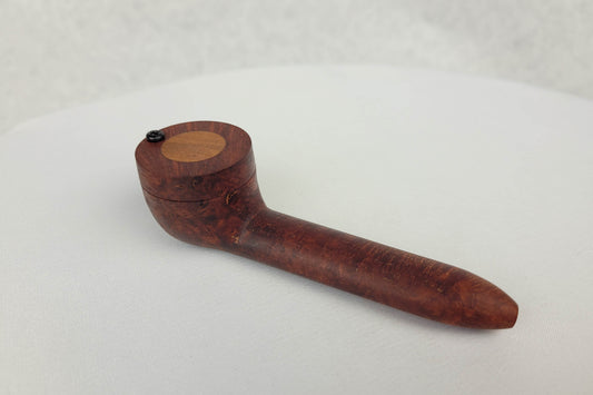 Briarwood Smoking Pipe with a Small Bowl and Mahogany Inlayed Cap